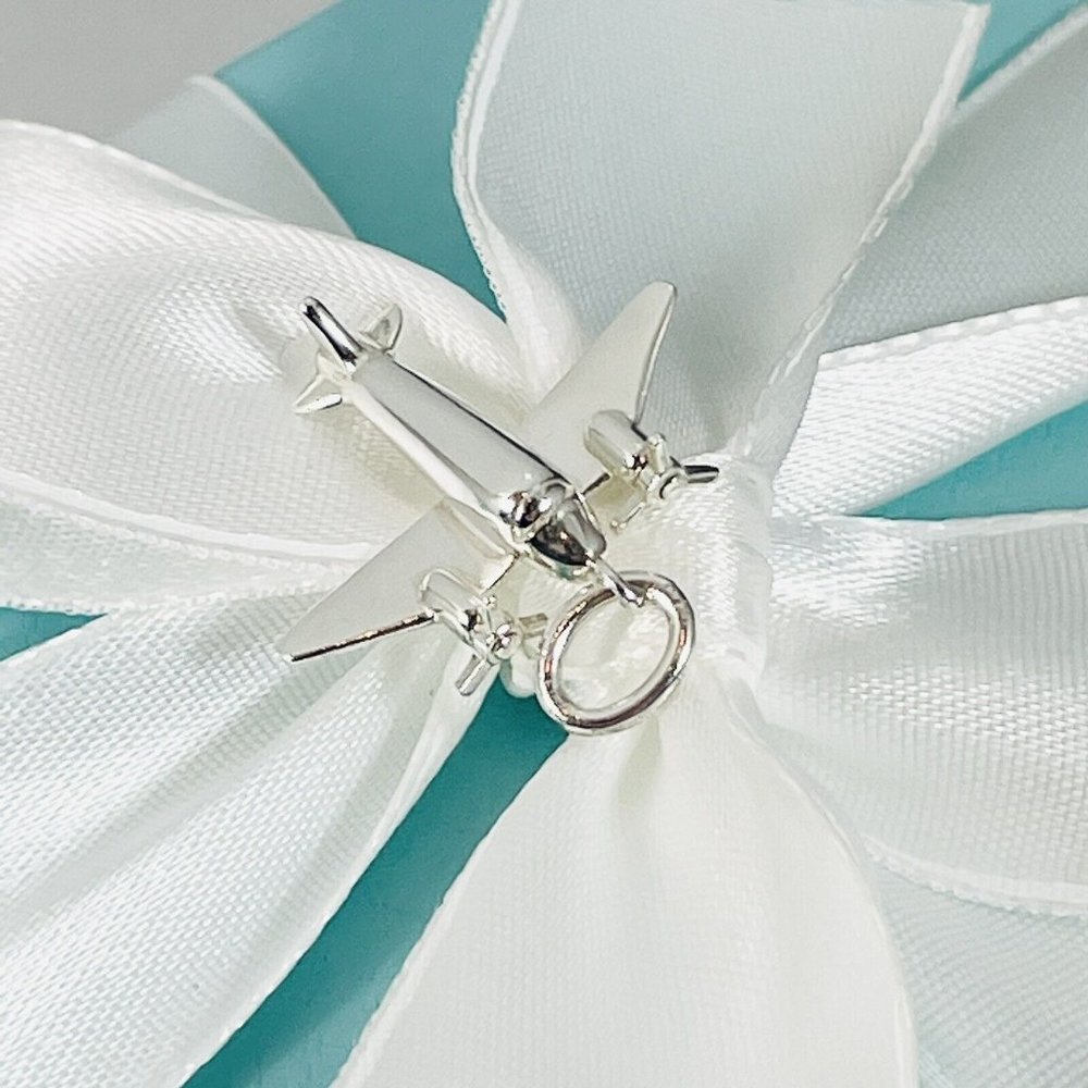 Tiffany Airplane Plane Pendant or Charm in Sterling Silver Italy - Picture 2 of 7